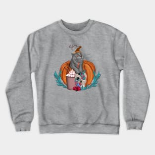 Halloween cat in the pumpkin with skull and yummy Crewneck Sweatshirt